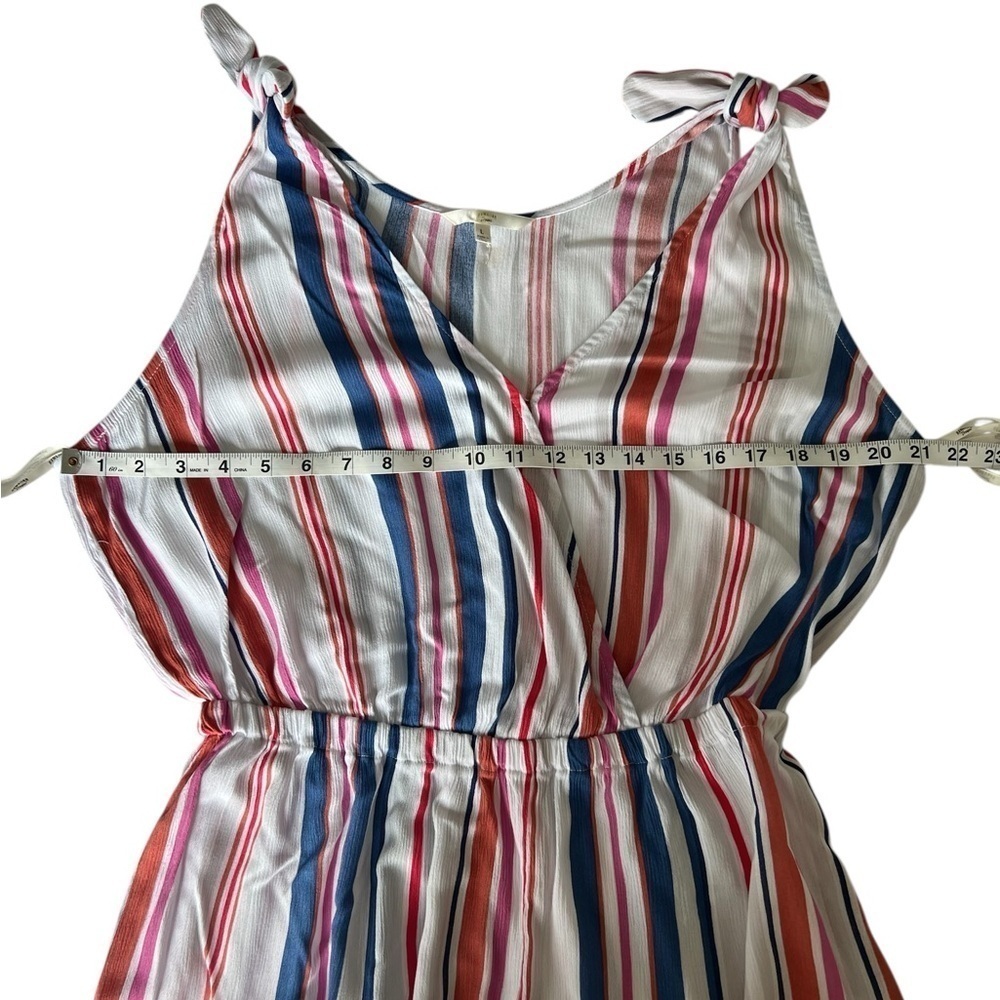 Hawaiian Tropic Romper L Striped Beach Coverup White Multicolor SleevelessV-Neck - Picture 7 of 8